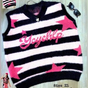 Women's horizontal striped sweater vest